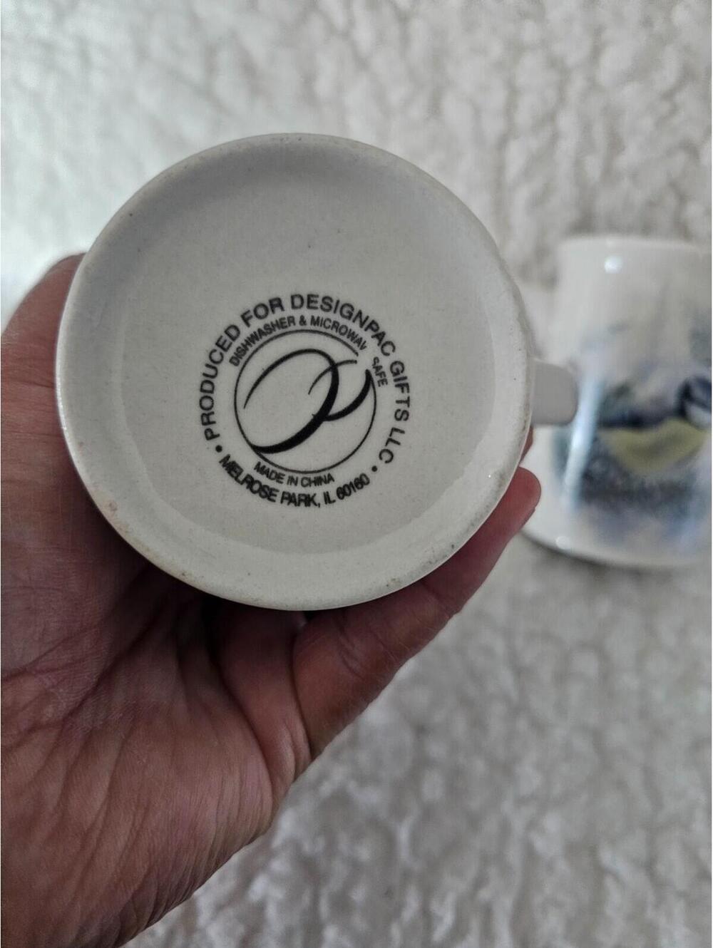(Set of 2) Vintage Designpac Beautiful Bird Coffee Tea Mug Cup White 4" Ceramic - Picture 5 of 13